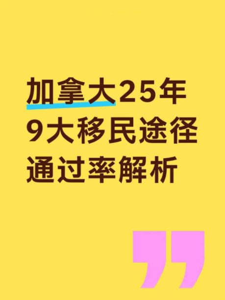 加拿大2025年9大移民途徑通過(guò)率解析