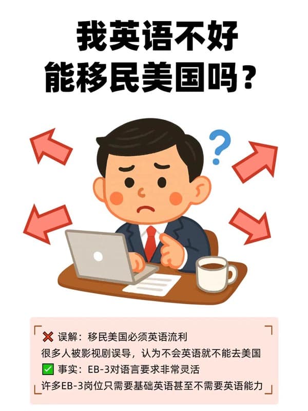 英語不好，移民美國真的行嗎？EB-3非技術(shù)移民來幫你