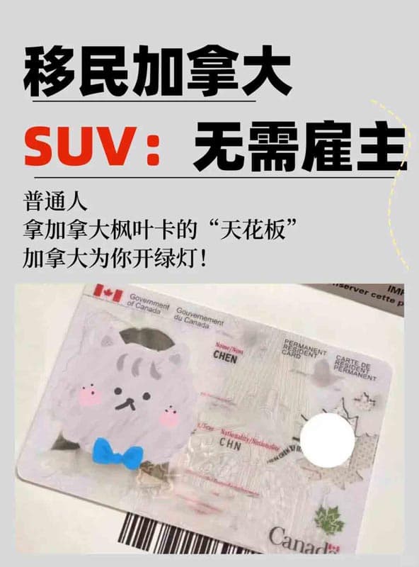 普通人拿加拿大楓葉卡的天花板？SUV：無需雇主，國家為你開綠燈！