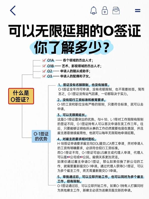 可以無限延期的O1簽證，你了解多少？